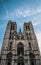 Brussels / Belgium - October 2019: Cathedral of St. Michael and St. Gudula - iconic religious landmark. Close up view. Medieval