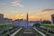 Brussels Belgium, sunset skyline at Mont des Arts Garden