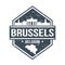 Brussels Belgium Travel Stamp Icon Skyline City Design Seal Passport Vector.