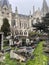 Brussels, Laeken, Belgium, November 30, 2020 - Destroyed or abandoned Graves at Laeken old Cemetery in Brussels, with the basilica