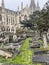 Brussels, Laeken, Belgium, November 30, 2020 - Destroyed or abandoned Graves at Laeken old Cemetery in Brussels, with the basilica