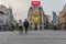 Brussels Old Town - Belgium - Mixed groups of people walking over the De Brouckere square in the new pedestrian zone