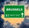 BRUSSELS road sign against clear blue sky