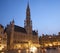 Brussels - The Town hall in evening. Grand palace.