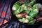 Brusselsprouts in a cast iron pan