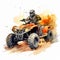 Brutal Action Watercolor Atv Clipart With Explosive Wildlife