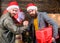 Brutal hipster guys celebrate christmas with gifts. Delivery christmas present. Christmas is coming. Get ready for