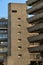 Brutalist concrete buildings on the Barbican estate, London.