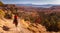 Bryce National Park, Utah, USA - October 14, 2019: Horse Trail with frequent tourist horse rides at Sunrise Point