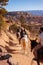 Bryce National Park, Utah, USA - October 14, 2019: Horse Trail with frequent tourist horse rides at Sunrise Point, Bryce Park