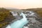 Brúarfoss, blue waters in twilight