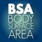 BSA - Body Surface Area acronym, medical concept background