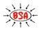 BSA Body Surface Area - measured or calculated surface area of a human body, acronym text concept with arrows