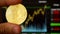 BTC golden digital currency coin. Bitcoin real coin