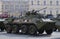 The BTR-82A before the rehearsal of parade in honor of Victory Day closeup. Saint Petersburg