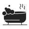 Bubble bath black glyph icon. Relax bathroom. Pictogram for web page, mobile app, promo. UI UX GUI design element