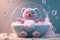 Bubble Bath Bliss: A Photorealistic Anthro Chibi Bear with Champagne & Roses in Epic Compositio