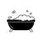 Bubble bath silhouette icon. Outline bathtub on legs with lather. Black simple illustration of bathroom, hygiene, cleanliness of