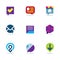 Bubble chat talk dialogue social network community logo icon set