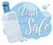 Bubble Cloud and Sanitizer Gel in Bottle Promoting Cleanliness and Security, Vector Illustration