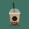 The bubble coffee.Black pearl coffee is famous drink cup vector.