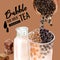 Bubble fresh milk tea promotion set, discount ad content modern, watercolor illustration design