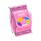 Bubble Gum Ball in Pink Package as Sweet Chewing Gum Vector Illustration