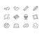 Bubble gum flat line icons set. Chewing candy in stick, pads, bubblegum pack, slime blob vector illustrations. Outline