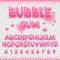 Bubble gum Latin font design. Sweet ABC letters and numbers. Cute children alphabet.