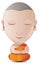 Bubble head gradient cartoon monk is mediating calmly with white background