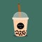 The bubble milk tea.Black pearl milk tea is famous drink large and small cup vector.