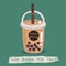 The bubble milk tea. black pearls is Taiwanese famous and popular drink cup.
