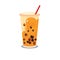 Bubble milk tea, boba tapioca pearls on white background, vector illustration