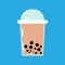 Bubble or pearl milk tea or boba flat vector color icon for food apps and websites