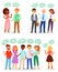 Bubble people vector bubbling speech communication and group of man woman friends discussion illustration set of person