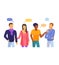 Bubble people vector bubbling speech communication and group of man woman friends discussion illustration set of person