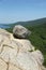 Bubble Rock on top of the South Bubble Mountain At Acadia National Park in Maine