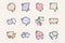 Bubble speech color vector doodle simple icon set