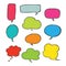 Bubble speech hand drawn color icon set vector