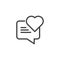 Bubble speech with heart icon. Graphic label for love chat rooms, dating sites and apps, messengers. Dialog cloud