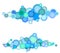 Bubble string pattern in multiple blue purple over white