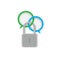 Bubble talk icon locked with steel padlock