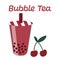 Bubble tea. Cherry bubble tea. Tapioca Drink.
