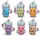 Bubble tea drink cute emoji emoticon sticker set