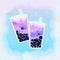 Bubble tea drink. Have a different color in each level. Taro flavored drink, from Taiwan, Asia. Vector illustration