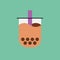 Bubble tea icon. Boba tea with tapioca pearls. Asian Taiwanese drink.