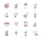 Bubble tea outline icon collection set. Milk boba in jar or mug vector illustration