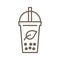 Bubble tea or Pearl milk tea line icon