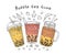Bubble tea poster. Brown pearl coffee, famous sweet drinks. Popular asian milk tapioca drinking card. Fresh summer food