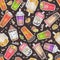 Bubble tea seamless pattern - hand drawn sweet drinks